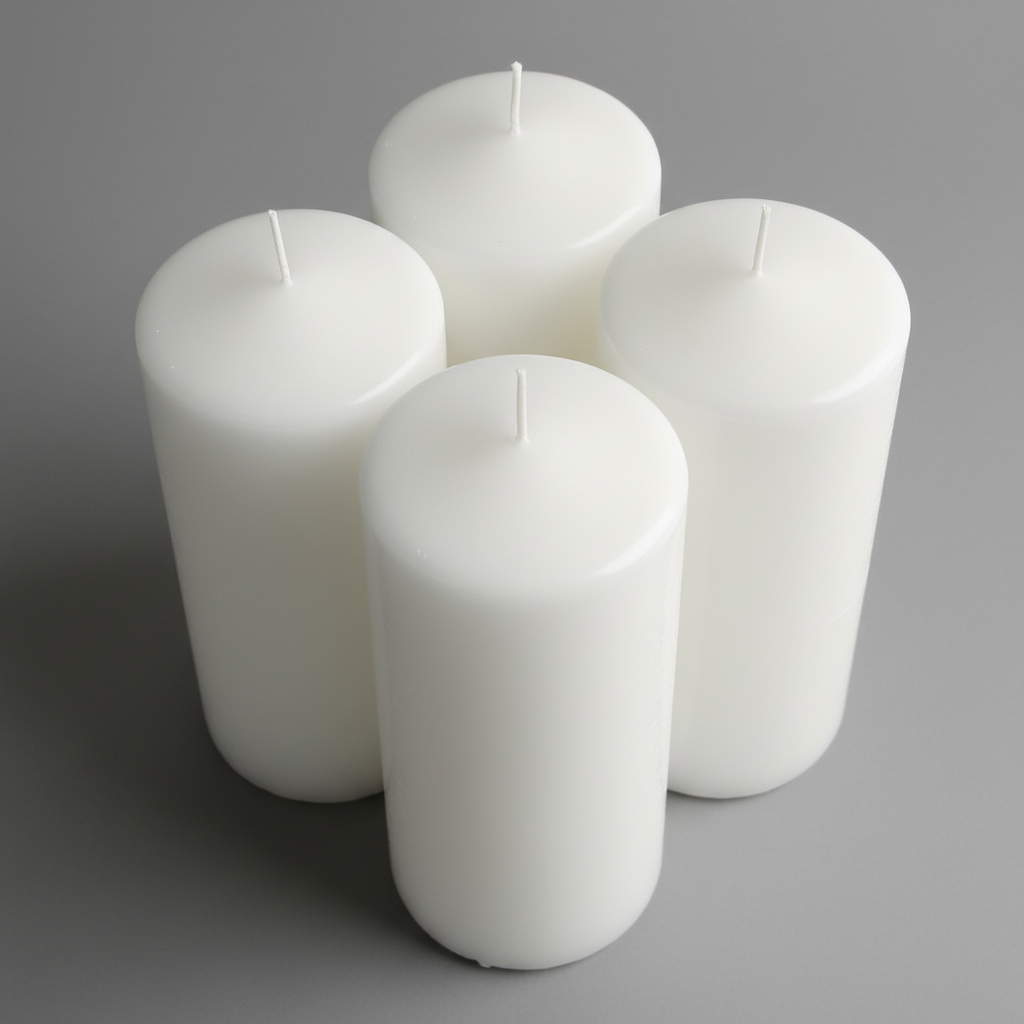 Cuatro velas blancas gruesas 17cm