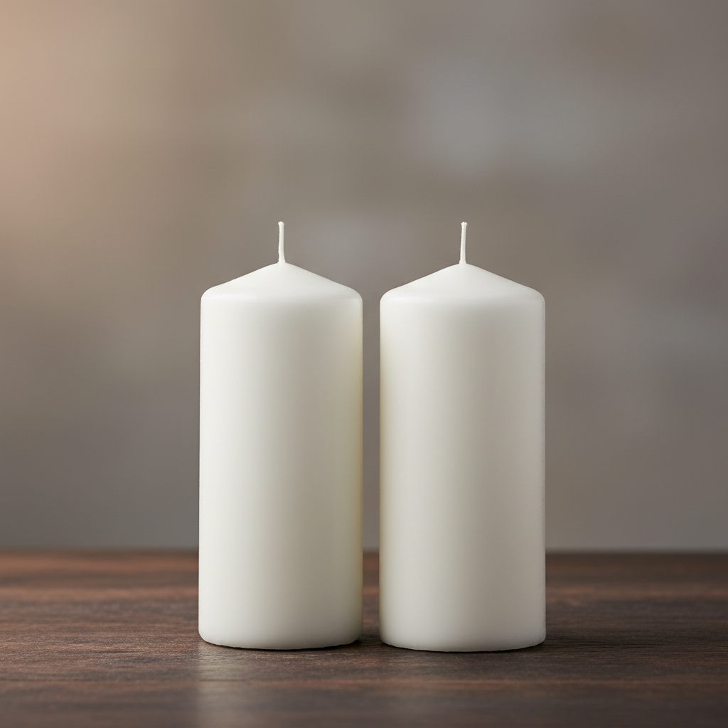 Dos velas blancas gruesas 17cm
